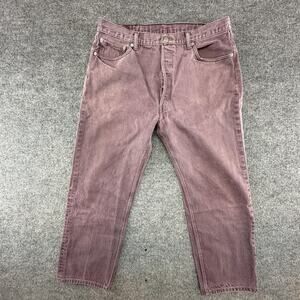Levis 501 Jeans Mens 40x32 Purple Button Fly Straight Leg Denim Relaxed Fit